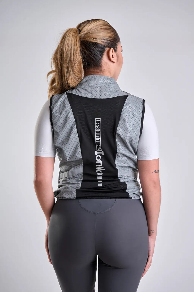 Chaleco de ciclismo UNISEX reflectivo gris-11