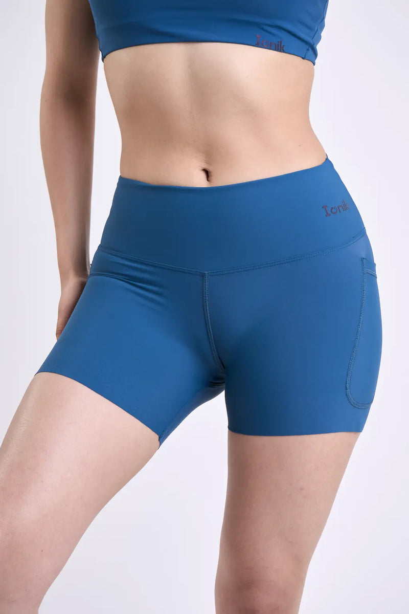 Biker Running Shorts deportivos para dama con bolsillo-3