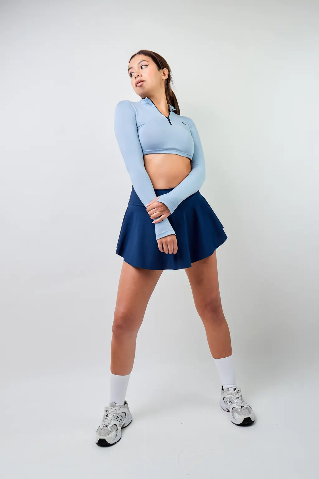 Crop Top Zipper manga larga para mujer-8