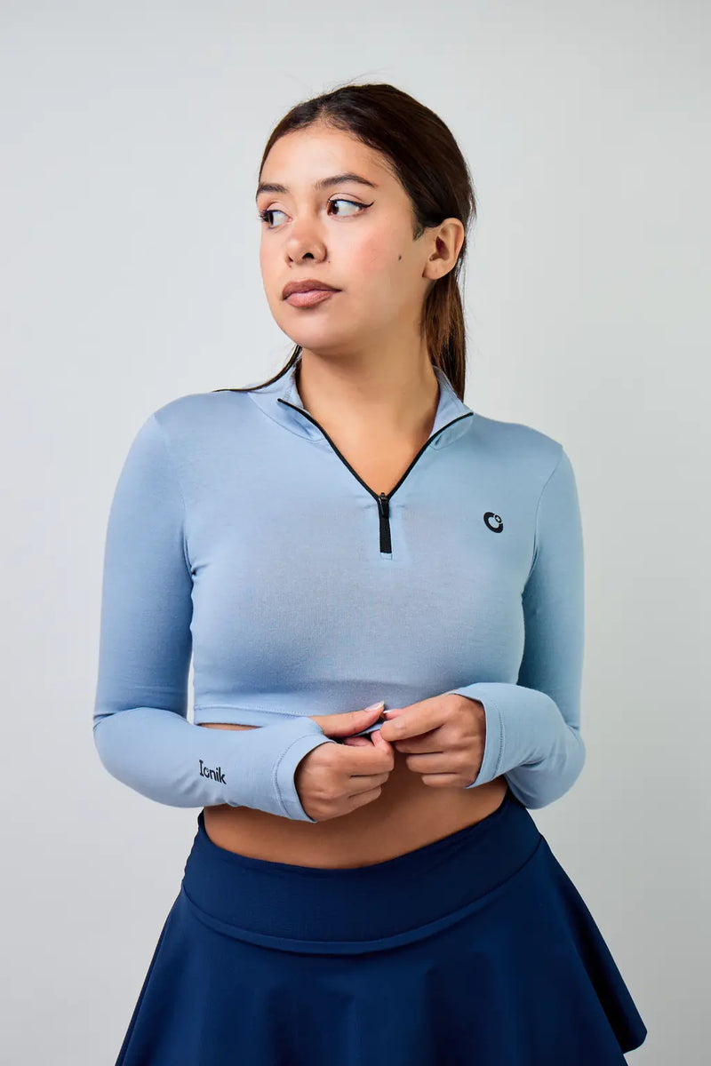 Crop Top Zipper manga larga para mujer-1