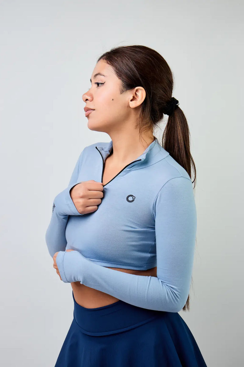 Crop Top Zipper manga larga para mujer-5