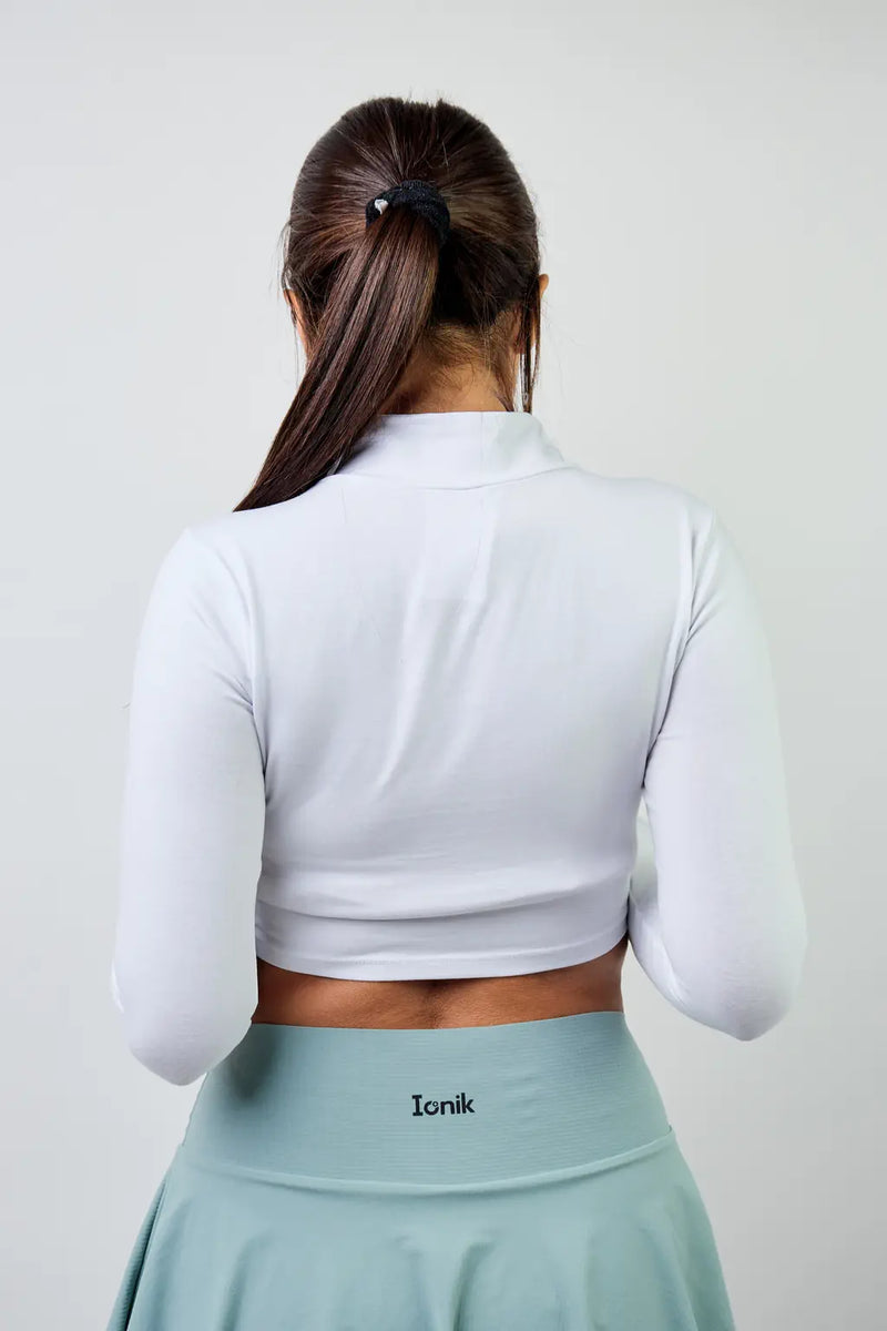 Crop Top Zipper manga larga para mujer-17