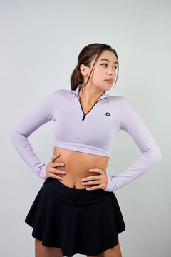 Crop Top Zipper manga larga para mujer-11