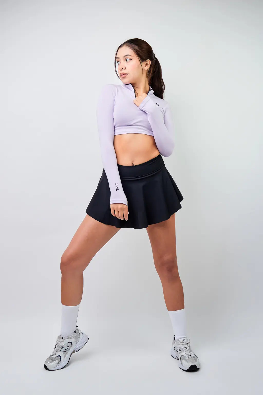 Crop Top Zipper manga larga para mujer-9