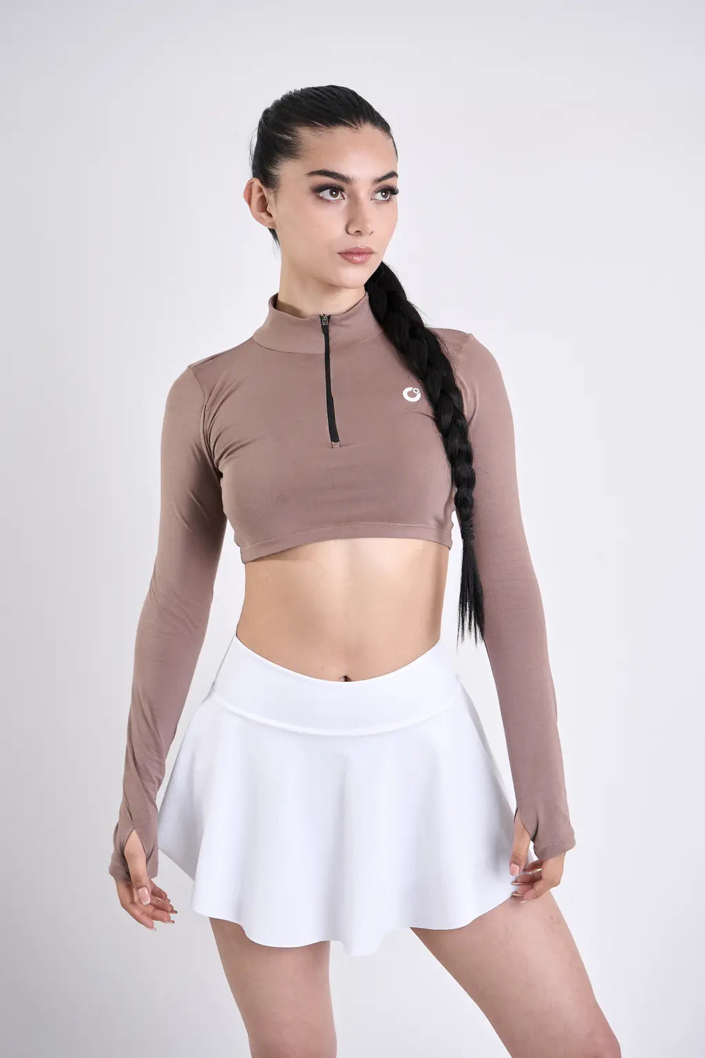 Crop Top Zipper manga larga para mujer-25