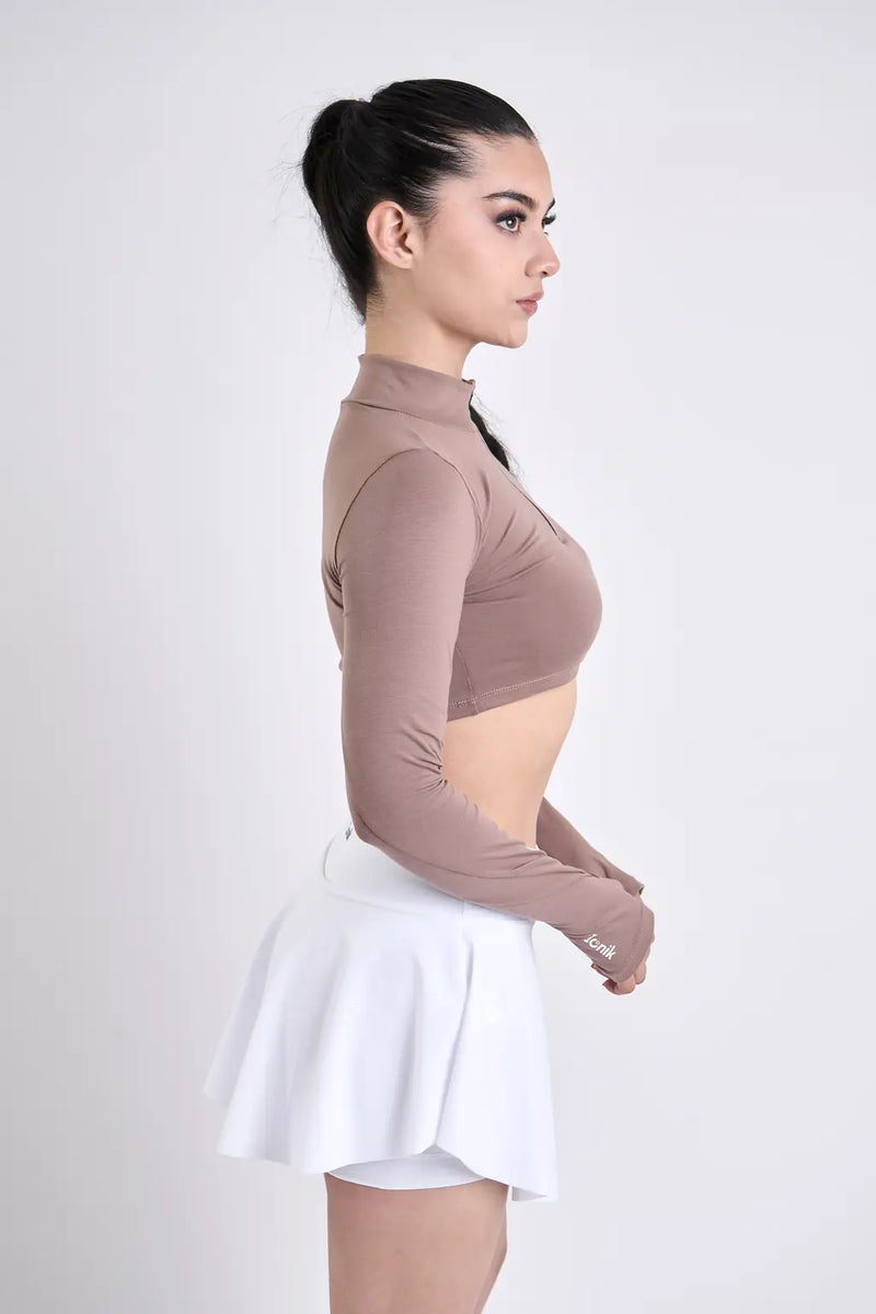 Crop Top Zipper manga larga para mujer-24