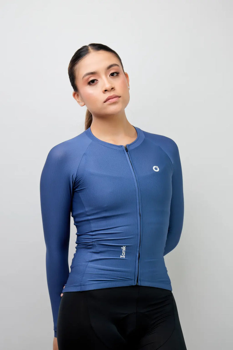 Jersey de ciclismo para mujer manga larga con detalles reflectivos-48