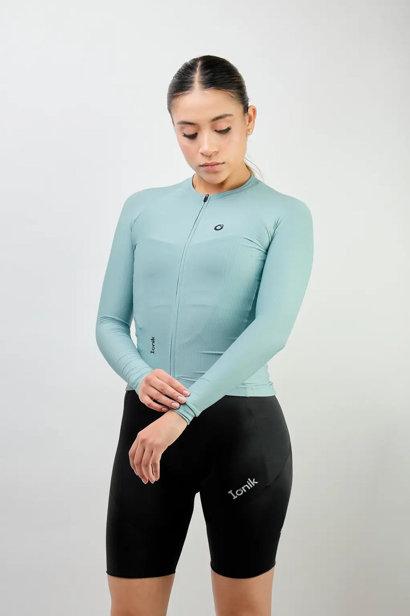 Jersey de ciclismo para mujer manga larga con detalles reflectivos-22